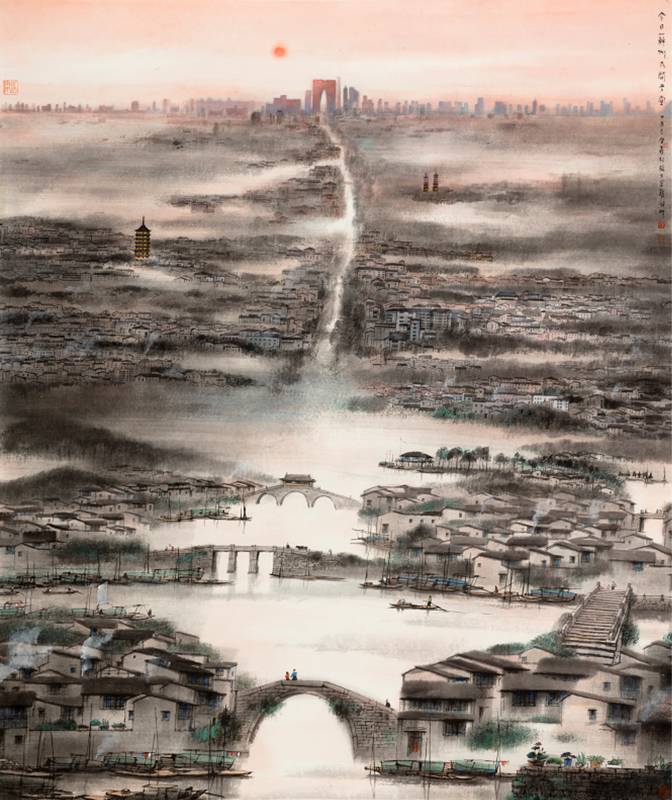 今日苏州  人间天堂-杨明义-中国画-146×122cm