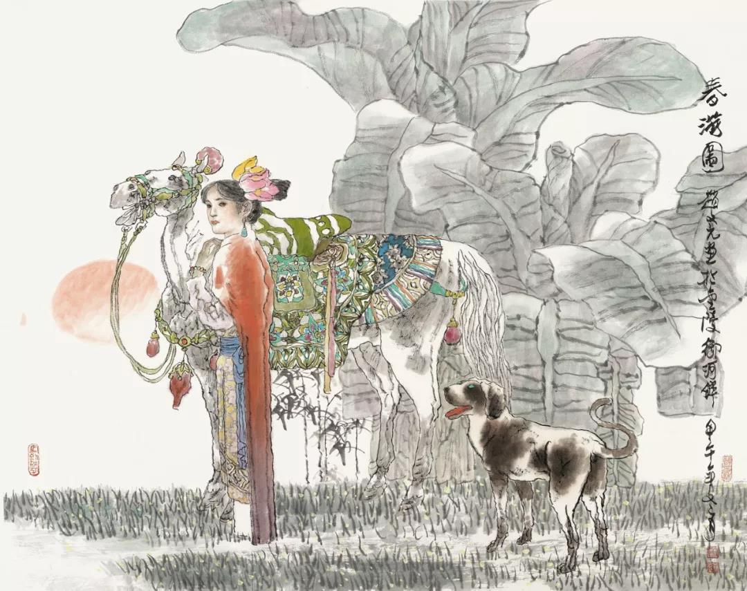 赵文元    春游图  89cm×89cm