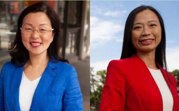 澳大利亚自由党候选人廖婵娥(左)、工党候选人杨千惠(右)