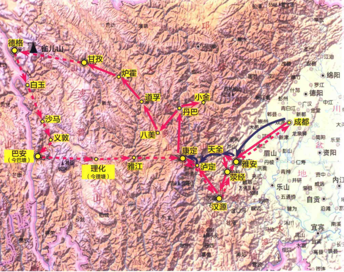 图1  1939年孙明经西康省考察路线（图源《明博体育APP》）