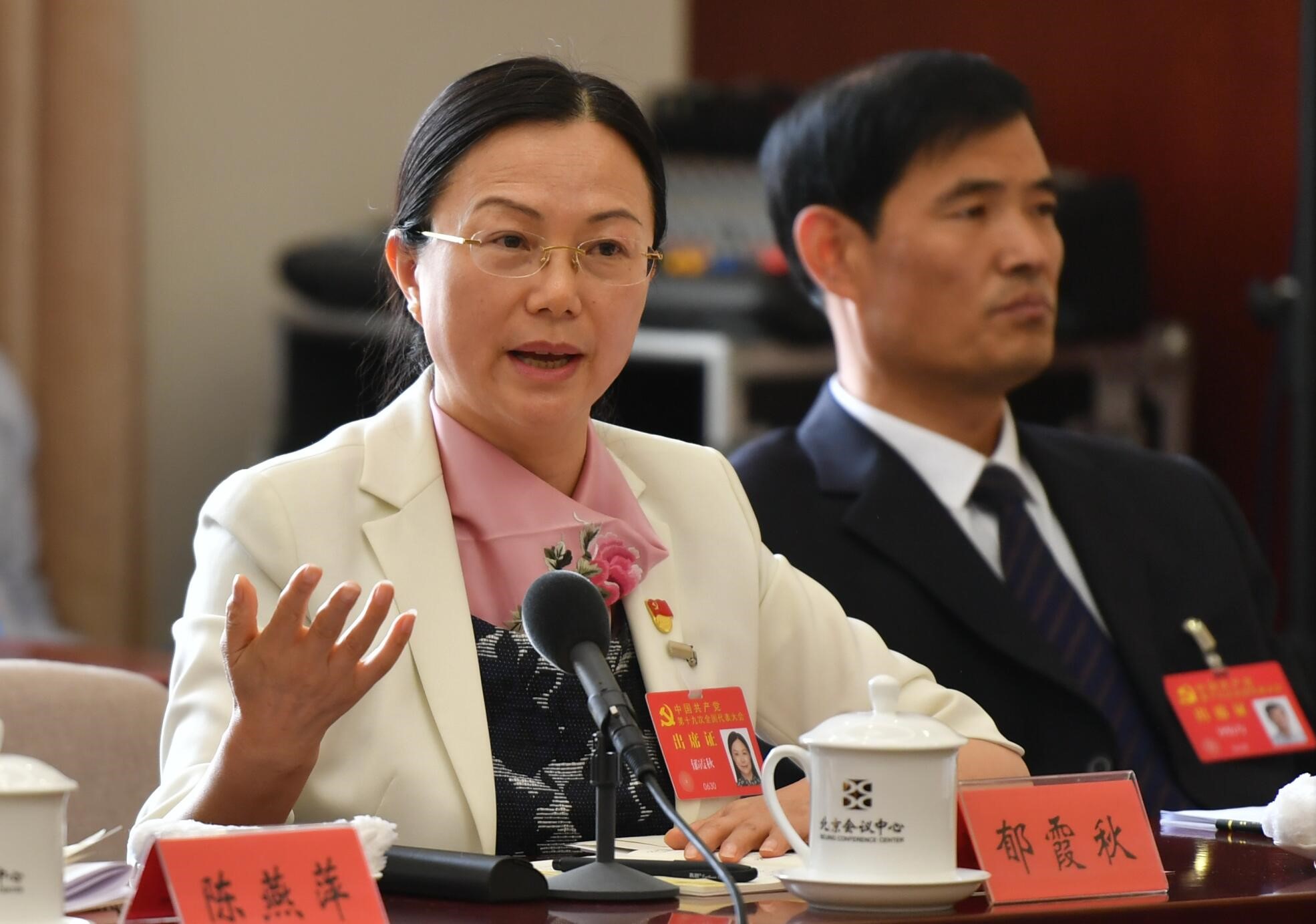 十九大代表,张家港市长江村党委书记郁霞秋.
