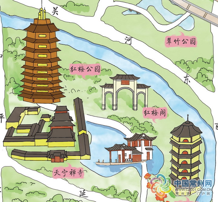 这有本特殊的常州手绘地图,打开的方式很特别