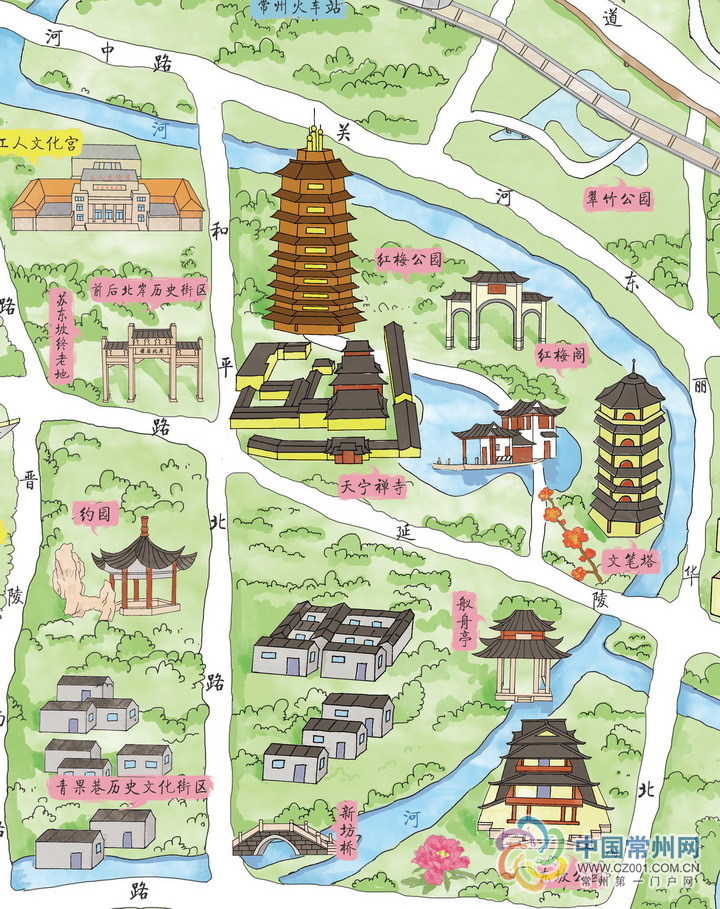 这有本特殊的常州手绘地图,打开的方式很特别