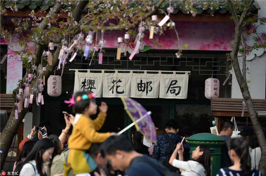 无锡鼋头渚樱花邮局成"网红"