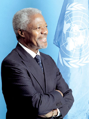 1938年4月8日 科菲·阿塔·安南,加纳库马西人,联合国第七任秘书长.