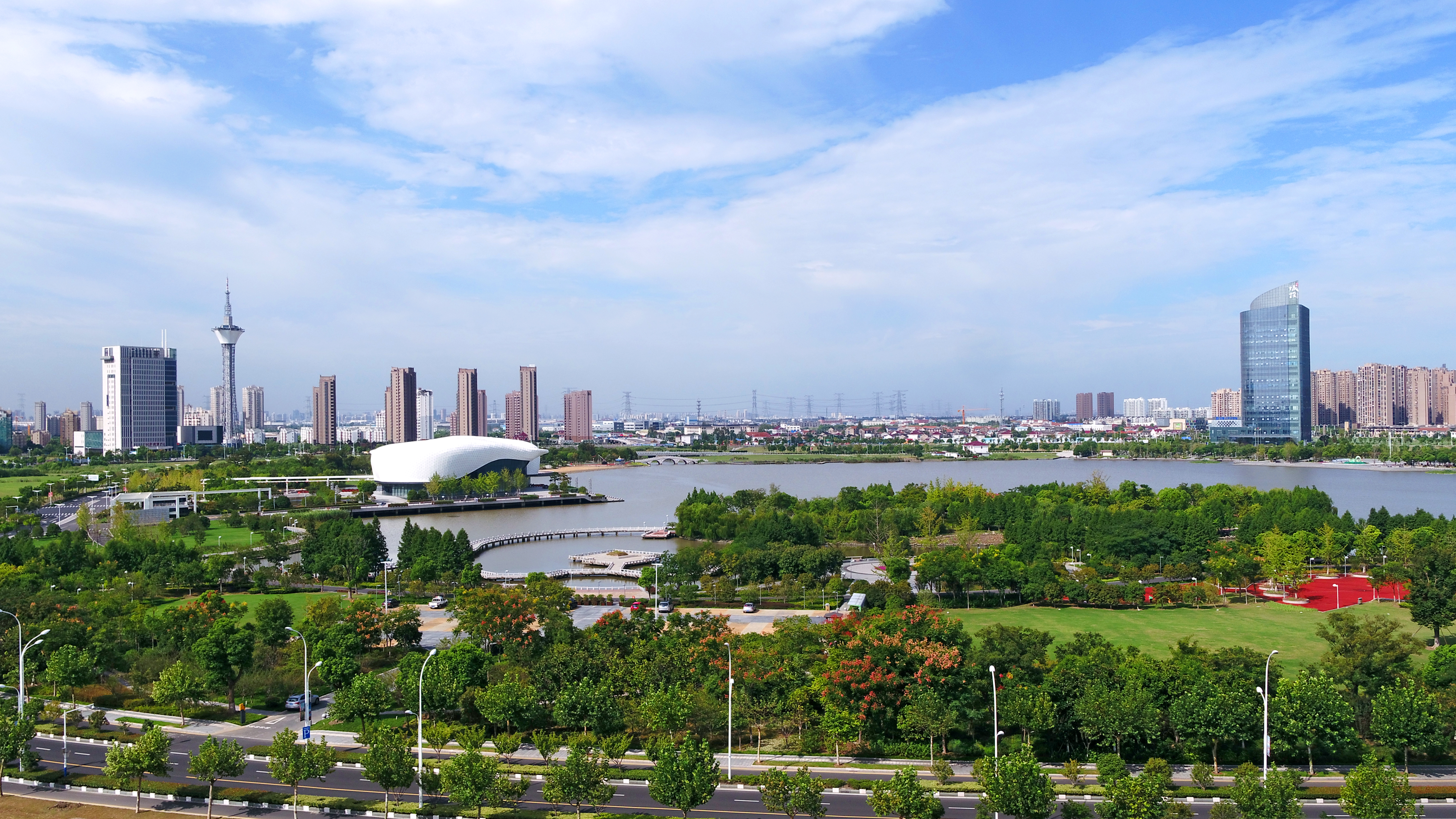 太仓天镜湖美景图片