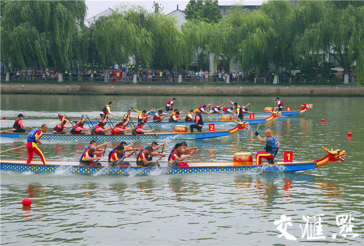 6月14日，“运河竞渡 水韵姑苏”大运河端午龙舟邀请赛在苏州胥门护城河段鸣锣开赛。阙明芬 摄
