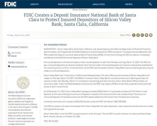 ����������չ�˾(FDIC)��������ƣ������������10�ձ����������������ݽ��ڱ����ʹ��²��رգ���ָ������������չ�˾Ϊ�ӹܷ���