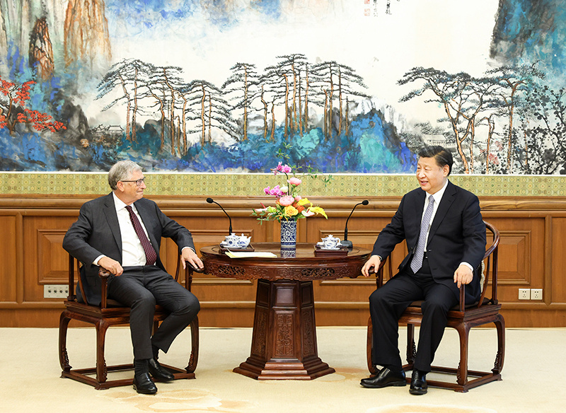 2023年6月16日,习近平主席在北京会见美国比尔及梅琳达·盖茨基金会联席主席比尔·盖茨。