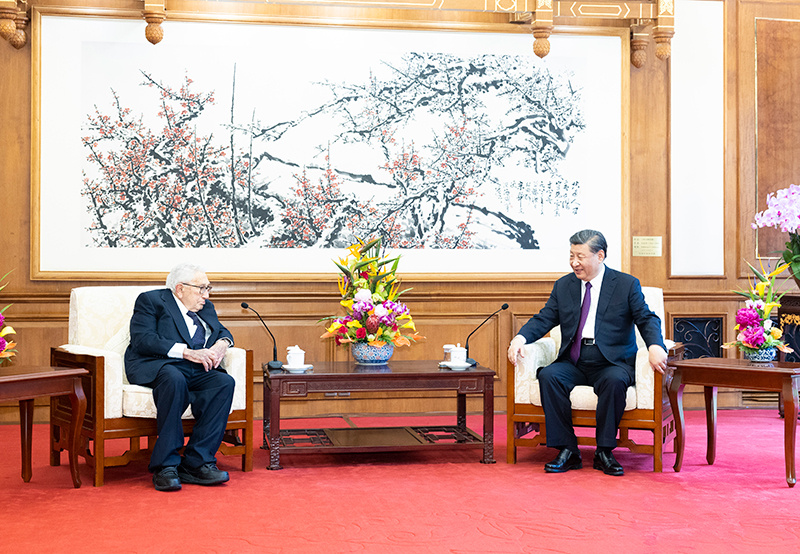 2023年7月20日,习近平主席在北京钓鱼台国宾馆会见美国前国务卿基辛格。