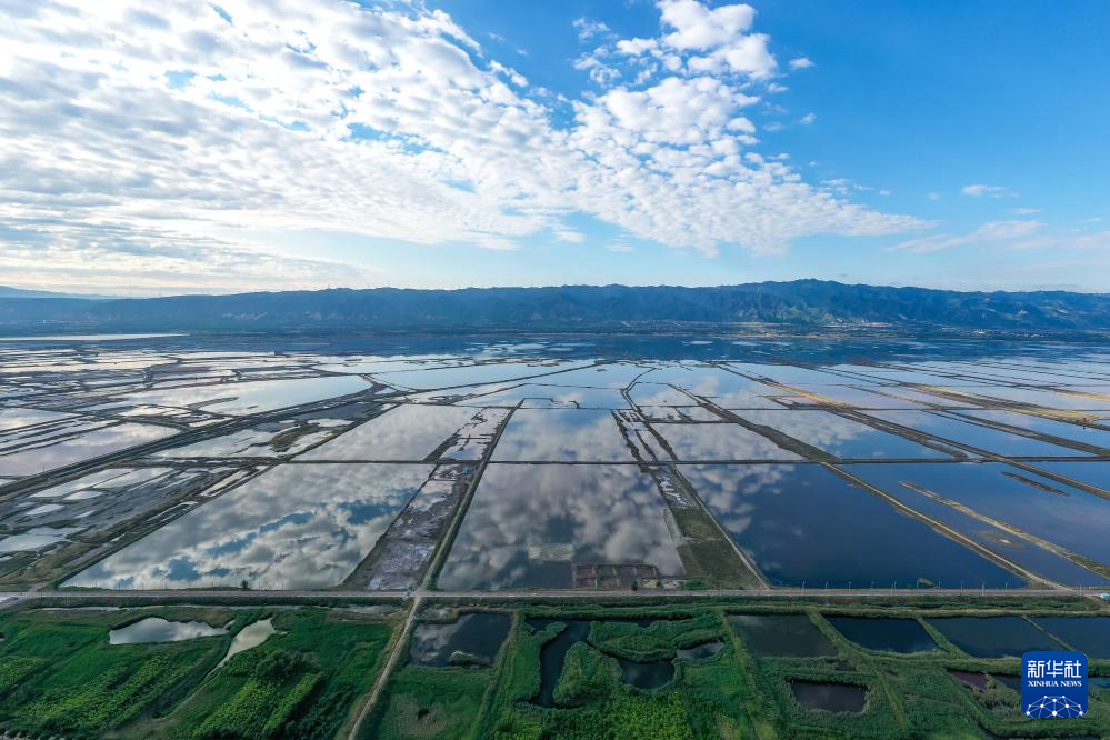 山西运城盐湖一角（6月5日摄，无人机照片）。
