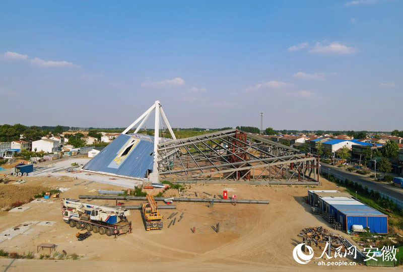 大运河国家文化公园（淮北段）施工现场航拍。人民网记者 王晓飞摄