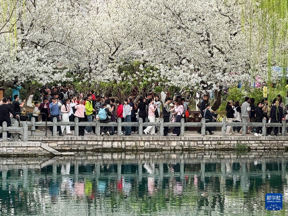 3月23日，游人在山东省济南市五龙潭公园踏青赏花。
春分过后，各地春意融融。人们纷纷来到户外踏青赏花，乐享春光。
新华社发（郭志华摄）