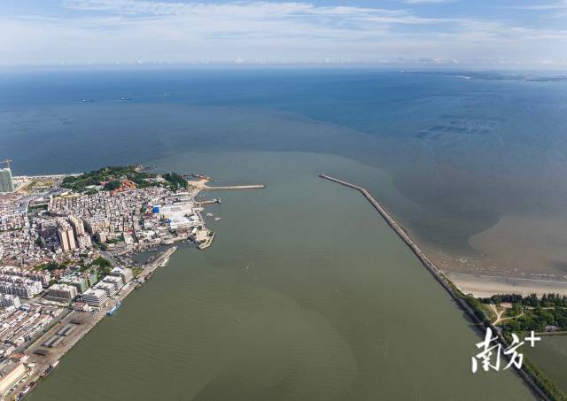 2025年,练江入海口,河水和海水已不再泾渭分明。 2025年,练江入海口,河水和海水已不再泾渭分明。