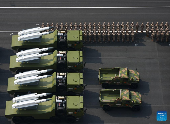 The anti-ship missile formation gets prepared for the V-Day parade in Beijing, capital of China, Sept. 3, 2025. (Xinhua/Xu Bingjie) The anti-ship missile formation gets prepared for the V-Day parade in Beijing, capital of China, Sept. 3, 2025. (Xinhua/Xu Bingjie)