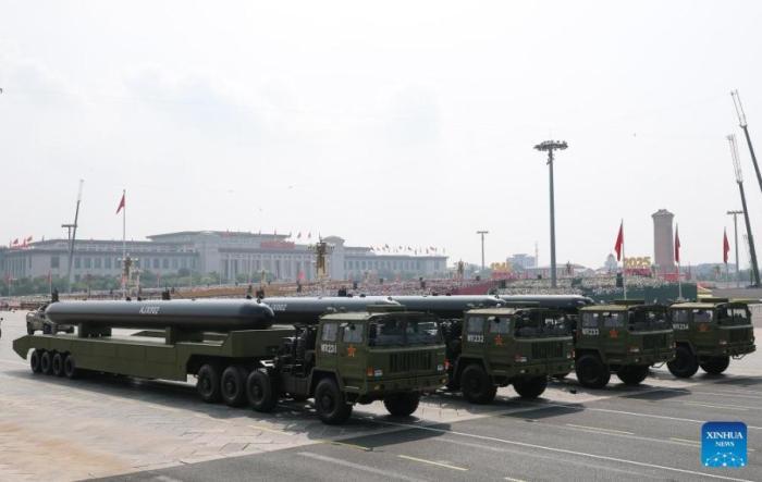 The sea-based unmanned warfare formation attends a parade in Beijing, capital of China, Sept. 3, 2025. China held a grand gathering to commemorate the 80th anniversary of the victory in the Chinese People's War of Resistance against Japanese Aggression and the World Anti-Fascist War on Wednesday. (Photo/Xinhua)