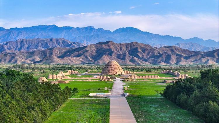 A drone photo taken on July 10, 2025 shows a view of the No.3 tomb of the Xixia Imperial Tombs in Yinchuan, northwest China's Ningxia Hui Autonomous Region. (Xinhua/Feng Kaihua)