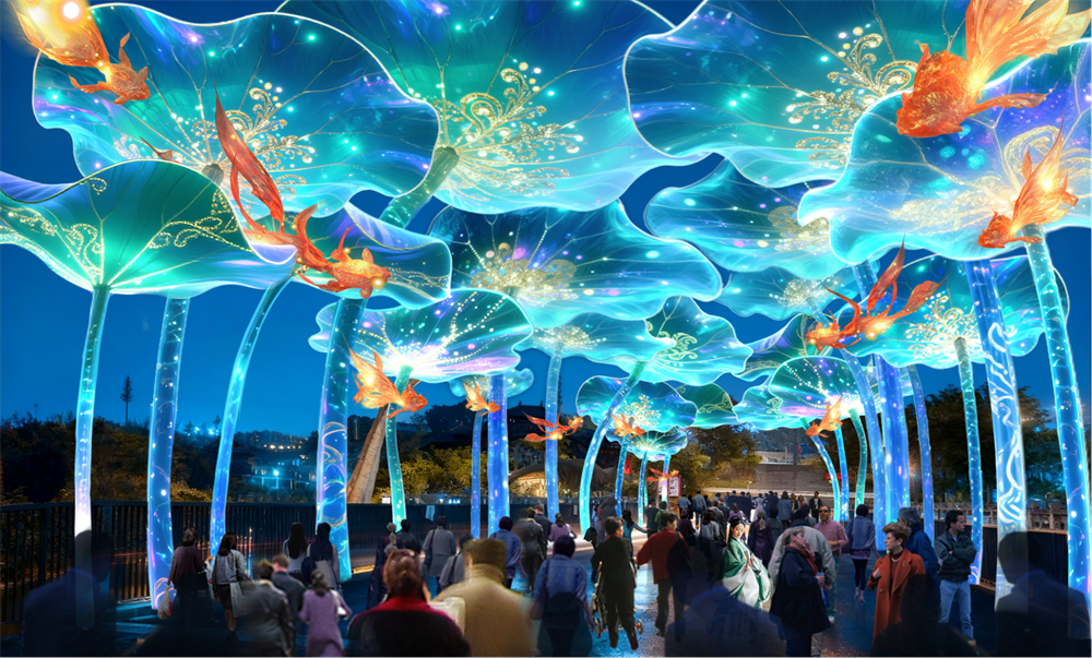 灯组“荷荷美美”设计图。自贡灯会组委会供图