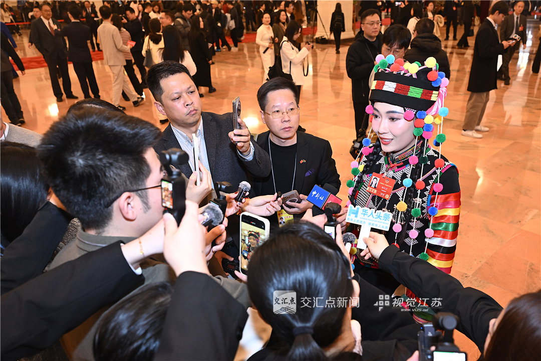 政协委员接受媒体采访。新华日报·交汇点记者 邵丹 摄