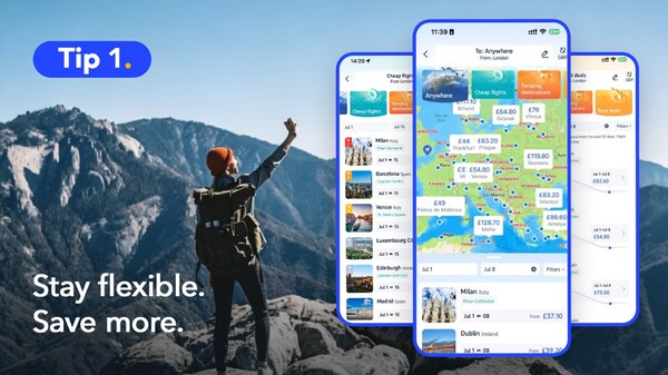 Start on the homepage and tap ‘Flights’. Just beneath the search bar, you’ll spot an icon labelled ‘Anywhere’. Tap in and explore the best-value destinations waiting for you.