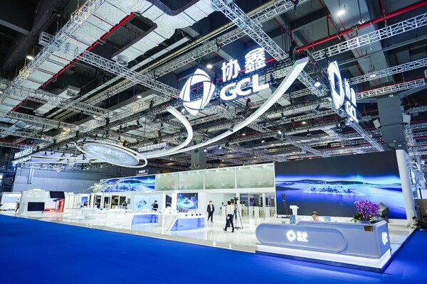 The GCL SI booth at SNEC 2026 in Shanghai showcases scenario-based PV solutions